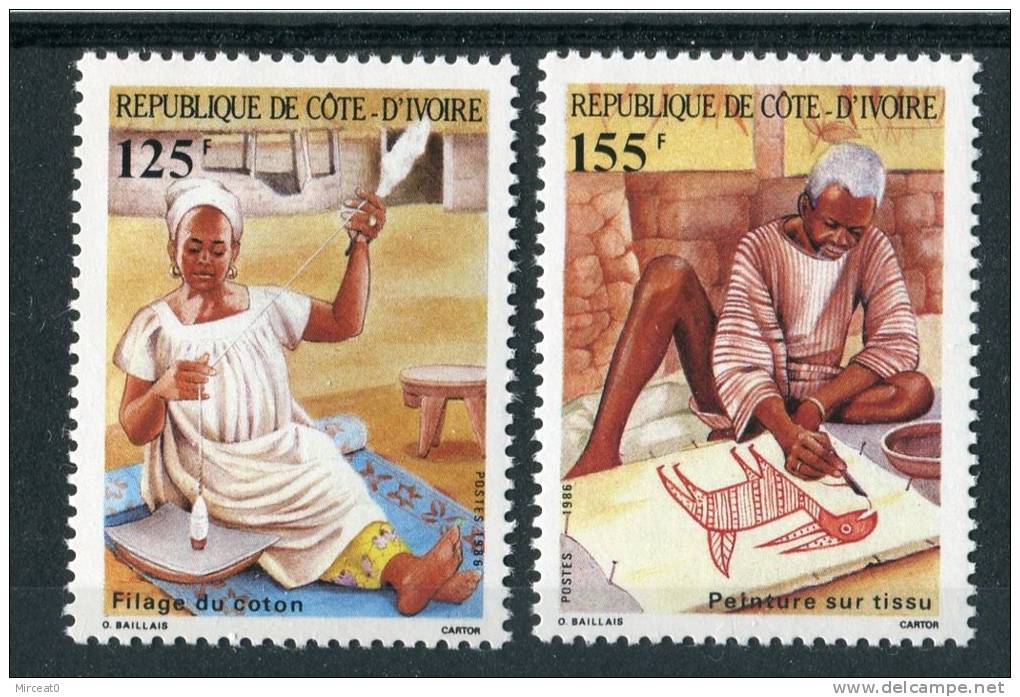 COTE  IVOIRE 1986  MNH  -  " ARTISANAT EN MILIEU RURAL "   -  2  VAL - Côte D'Ivoire (1960-...)