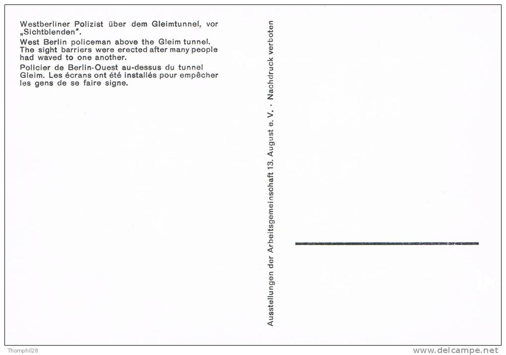 BERLIN - Westberliner Polizist über Dem Gleimtunnel, Vor "Sichtblenden" / Policier De Berlin-Ouest Sur Le Tunnel Gleim - Mur De Berlin
