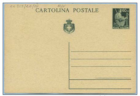 1945 LUOGOTENENZA CARTOLINA POSTALE DEMOCRATICA C.60 PUBBLICITÀ ESCURSIONISTI NAPOLETANI NUOVA OTTIMA QUALITÀ (CC315) - Nuovi