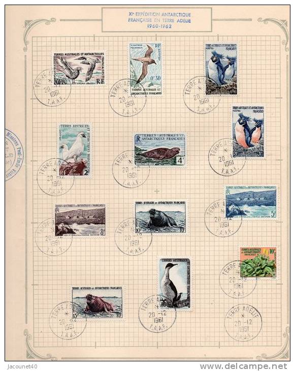 Taaf Terre Adélie Base Dumont D'Urville 1960/1962   Xl  Expéditions Timbres Oblitères Du 20 Décembre 1961 - Gebraucht