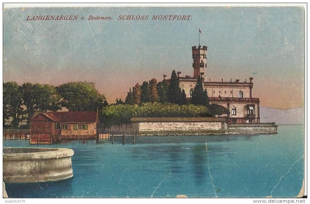 GERMANY –LANGENARGEN A BODENSEE – MONTFORT CASTLE -NOT  SHINING – SOME CREASIING AND LOWER CORNERS PEELING ADDR. STAMP M - Langenargen