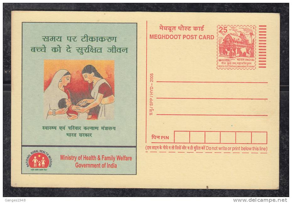 India 2005  Child Baccination For  Healthy Life...Hindi Language.Postcard   #  47349  Indien Inde - Postcards