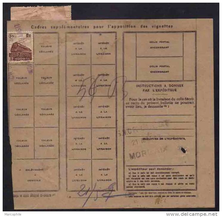 FRIVILLE  POUR MORLAIX (FINISTERE) / 1943 BORDEREAU DE COLIS POSTAL EN VALEUR DECLAREE  / COTE 30.00 EUROS (ref 2904) - Briefe U. Dokumente