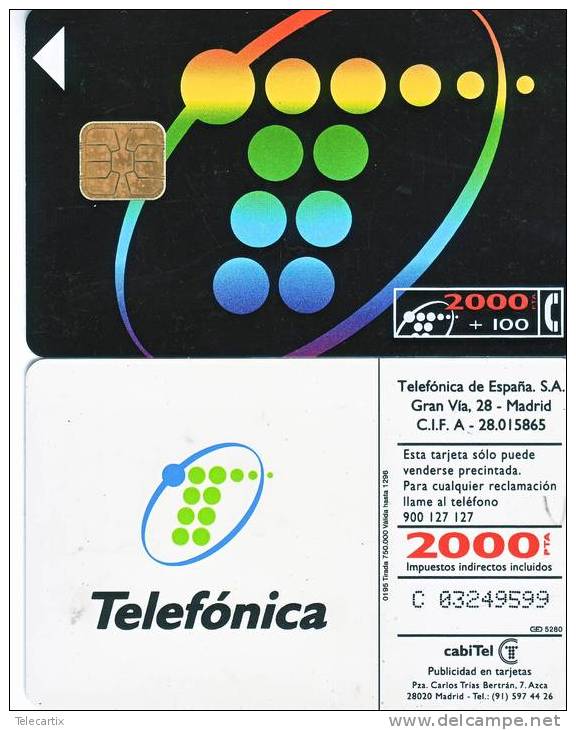 Télécarte  Téléfonica 2000+100PTA Telefonica 06/94   Vide TTB état Proche Du  LUXE**** - Sammlungen