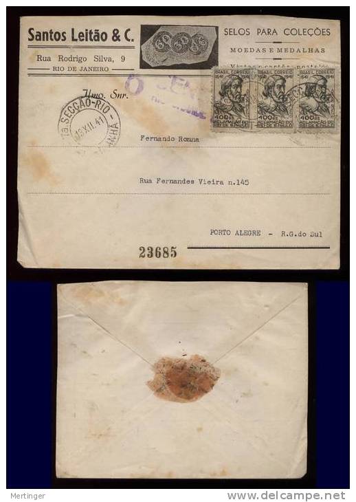 Brazil Brasilien 1941 Zensur Censor RIO – PORTO ALEGRE - Storia Postale