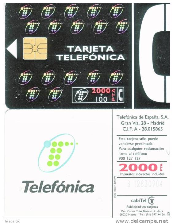 Télécarte  Téléfonica 2000+100PTA Telefonica 05/95   Vide TTB état Proche Du  LUXE**** - Collezioni