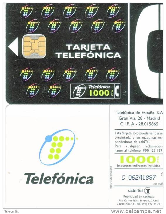 Télécarte  Téléfonica 1000PTA Telefonica 01/95  Vide TTB **** - Collezioni