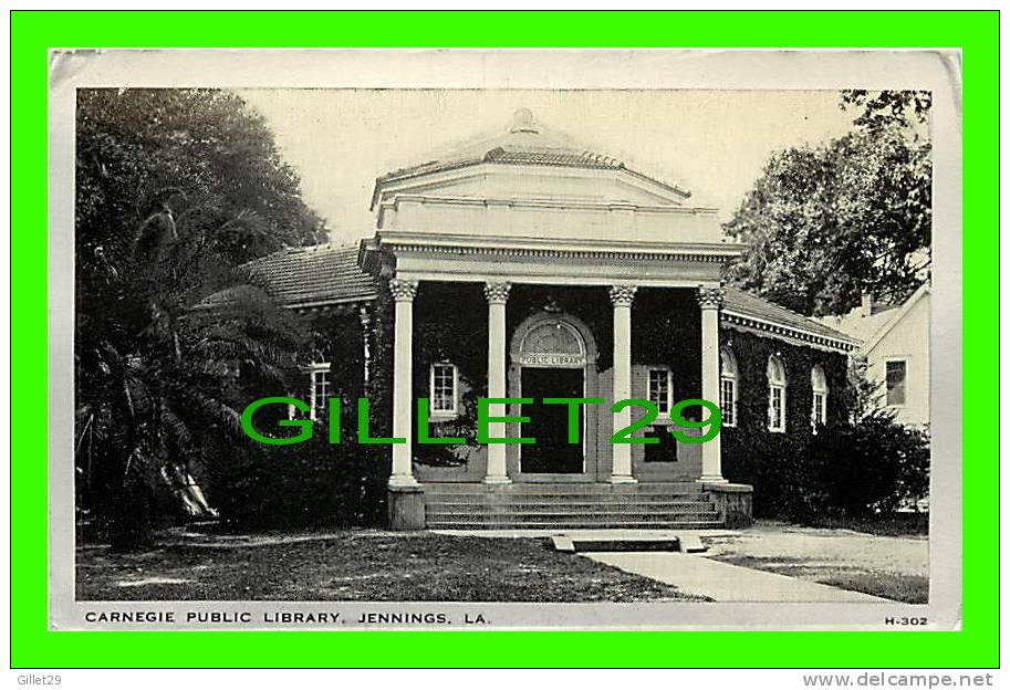 JENNINGS, LA - CARNEGIE PUBLIC LIBRARY -  MFD BY WAYNE PAPER BOX & PRTG CORP - - Autres & Non Classés