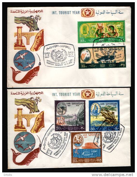 EGYPT / 1967 / INTL. TOURIST YEAR / EGYPTOLOGY / 2 FDCS - Storia Postale