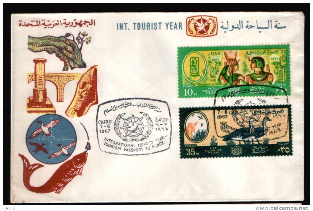 EGYPT / 1967 / INTL. TOURIST YEAR / EGYPTOLOGY / 2 FDCS - Briefe U. Dokumente