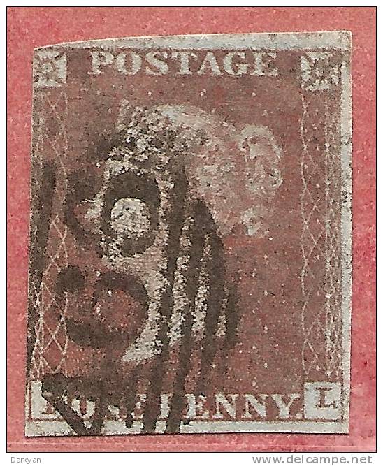 Grande-Bretagne (GB) Victoria 1841 - Penny Rouge Planche 126 Oblitération 466 Papier Bleu - Oblitérés