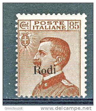 Rodi, Isole Dell'Egeo 1922-23 N. 13 C. 85 Bruno Rosso MNH Cat. € 350 - Egeo (Rodi)