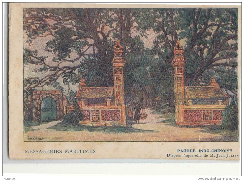 DC337-VIET-NAM 1923 CP A La France-40 Centes YUNNANFOU-MESSAGERIES MARITIMES-PAGODE INDO-CHINOISE D'apres Acquar.JULIEN - Other & Unclassified