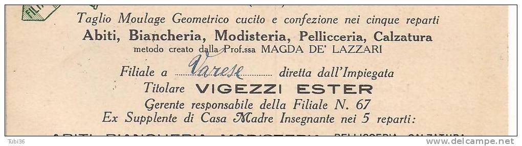 MAGDA  DE LAZZARI, TORINO, CARTOLINA VIAGGIATA 1927, ACCADEMIA DI TAGLIO E LAVORI FEMMINILI, - Unterricht, Schulen Und Universitäten