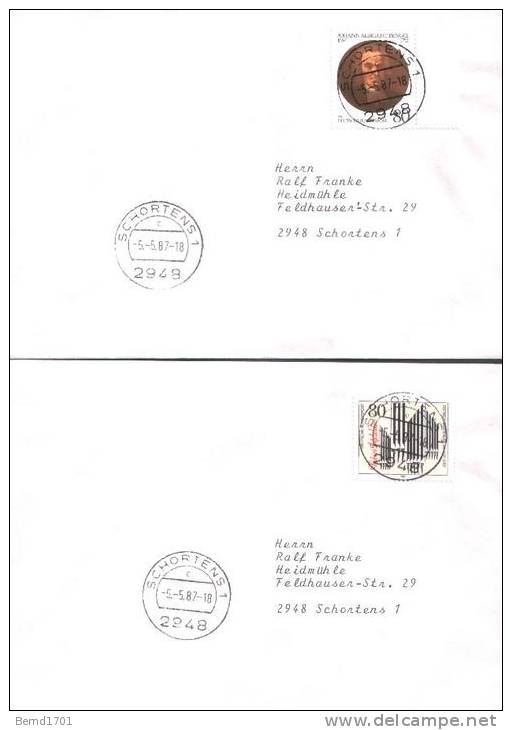 Germany - 1987 # 10 Versch. FDC / 10 Different FDC (b366)- - 1981-1990