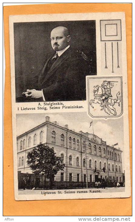 Litvuas St Seimo Rumas Kaunas Kowno A. Stulginskis I Lieutvos Steig Seimo Pirmininkas Old Postcard - Lituanie