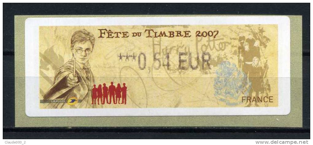 VIGNETTE LISA  0,54e FETE DU TIMBRE 2007  HARRY POTTER  NEUVE ** - 1999-2009 Illustrated Franking Labels