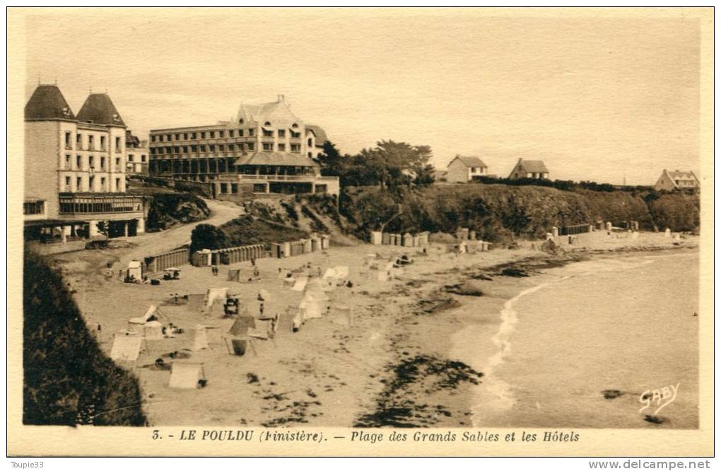 Le Pouldu Plage Des Grands Sables Et Les Hôtels - Le Pouldu