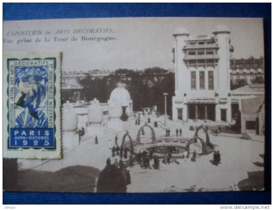 Vignette Exposition ARTS DECORATIFS PARIS 1925 Sur Carte Exposition (scan) - Lettere