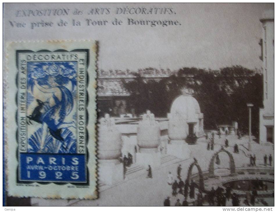 Vignette Exposition ARTS DECORATIFS PARIS 1925 Sur Carte Exposition (scan) - Covers & Documents