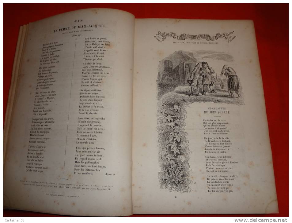 Chants et chansons populaires de la France, avec airs notés et accompagnement de piano - 1858 - Belle illustrations