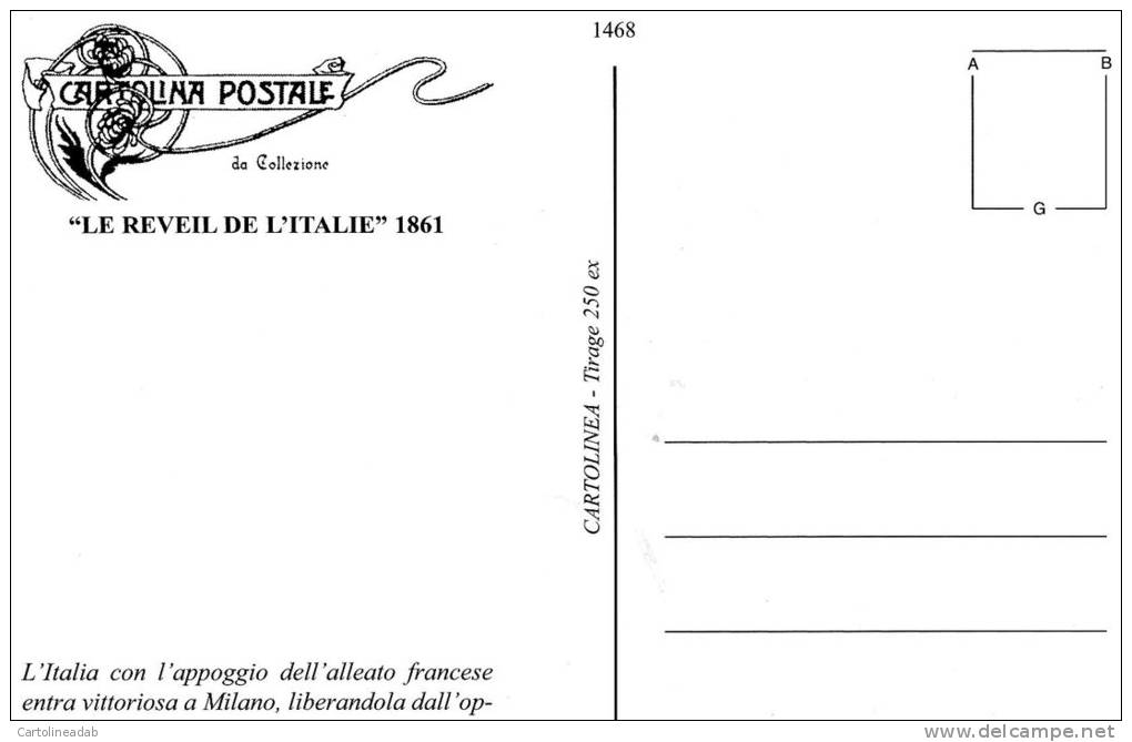 [DC1468] CARTOLINEA - 150 ANNI DELL´UNITA´ D´ITALIA - LE REVEIL DE L´ITALIE 1861 - Manifestazioni