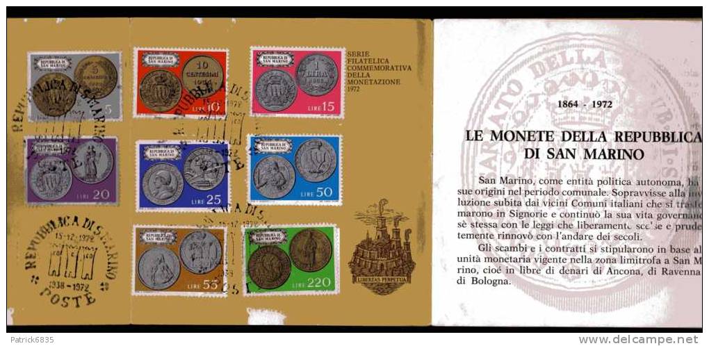 San. MARINO °- 1972 - Libretto Commemorativo Della Monetizazione - Postzegelboekjes