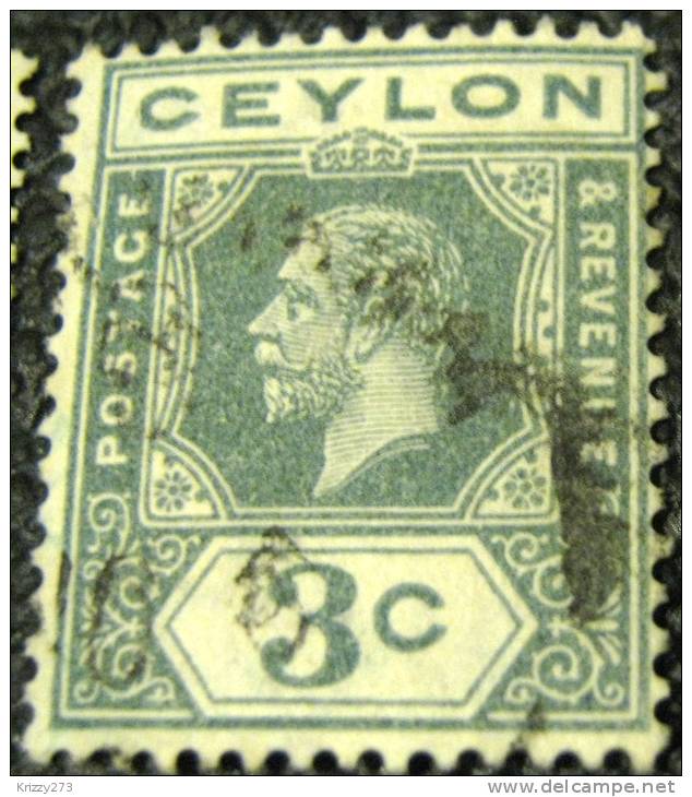 Ceylon 1912 King George V 3c - Used - Ceylan (...-1947)