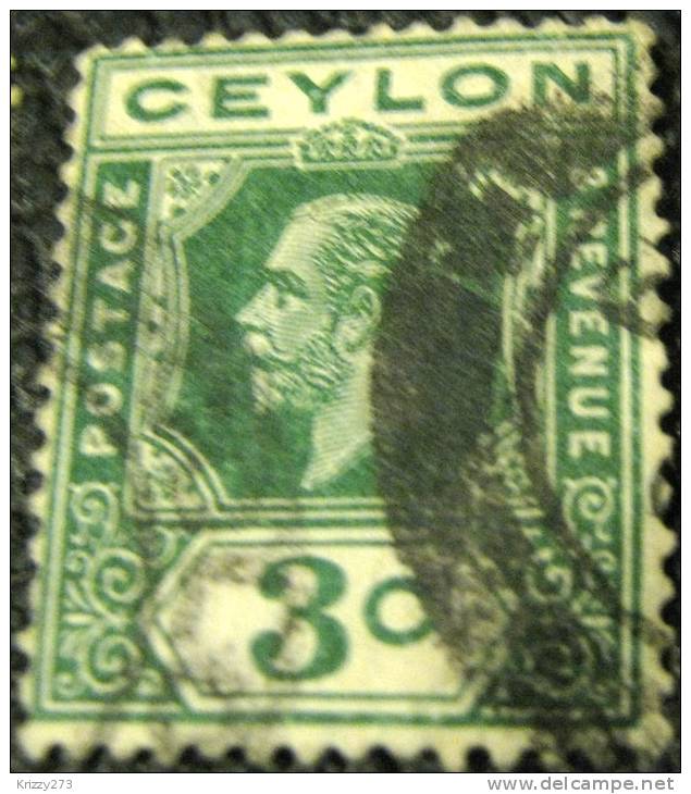 Ceylon 1912 King George V 3c - Used - Ceylan (...-1947)