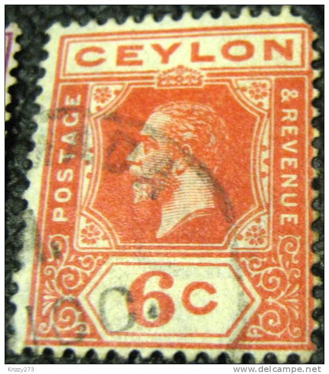 Ceylon 1912 King George V 6c - Used - Ceylan (...-1947)