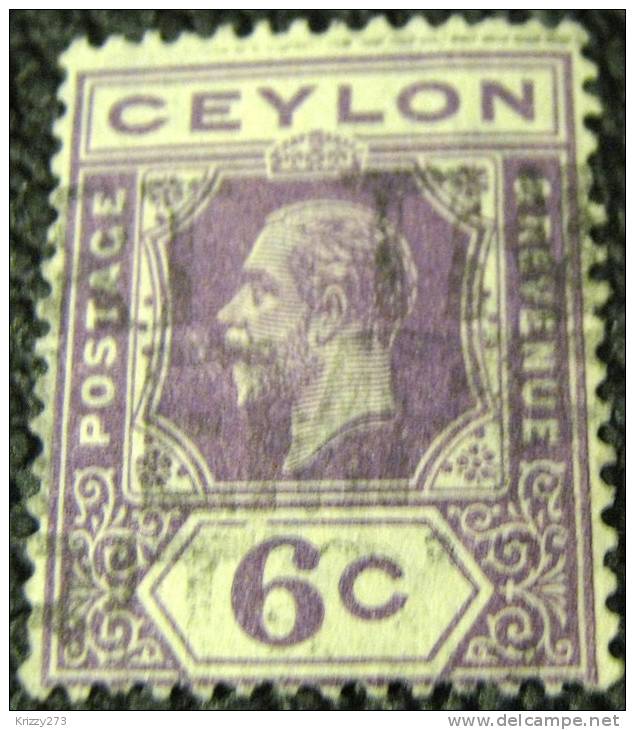 Ceylon 1912 King George V 6c - Used - Ceylan (...-1947)