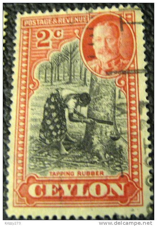 Ceylon 1935 Rubber Tapping 2c - Used - Ceylan (...-1947)