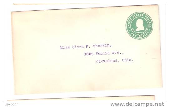 Stamped Envelope - Franklin - U85 - 1901-20