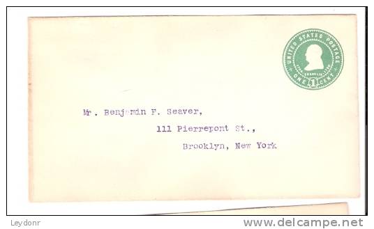 Stamped Envelope - Franklin - U85 - 1901-20