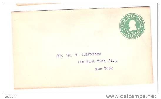 Stamped Envelope - Franklin - U85 - 1901-20