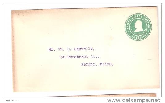 Stamped Envelope - Franklin - U85 - 1901-20