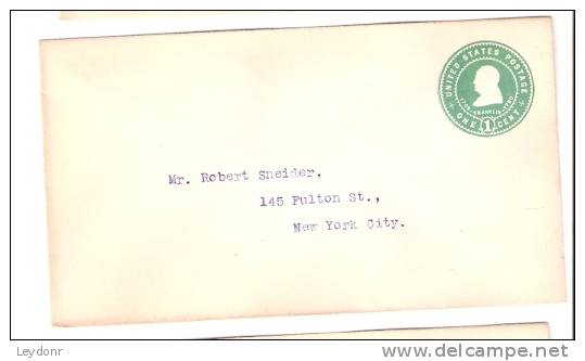 Stamped Envelope - Franklin - U85 - 1901-20