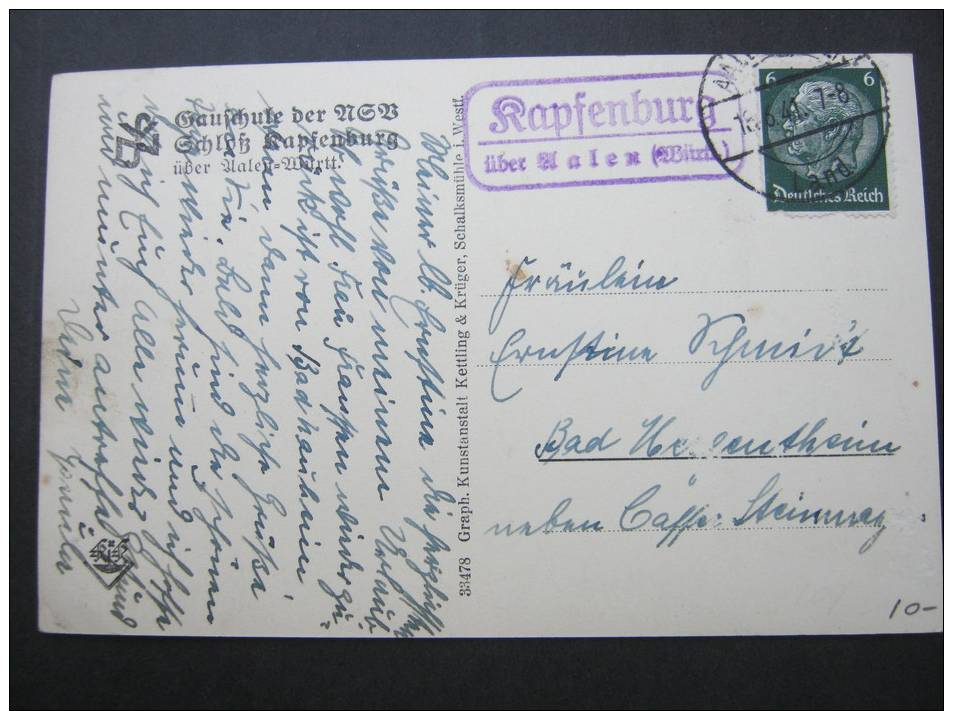 1941, KAPFENBURG über AALEN, Klarer Landpoststempel Auf Karte - Briefe U. Dokumente