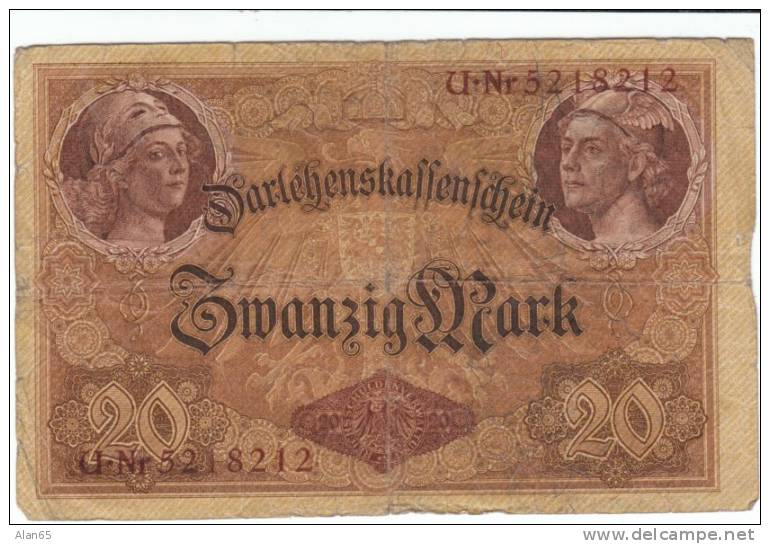 Germany #48a, 20 Mark 1914 Banknote Paper Currency - 20 Mark