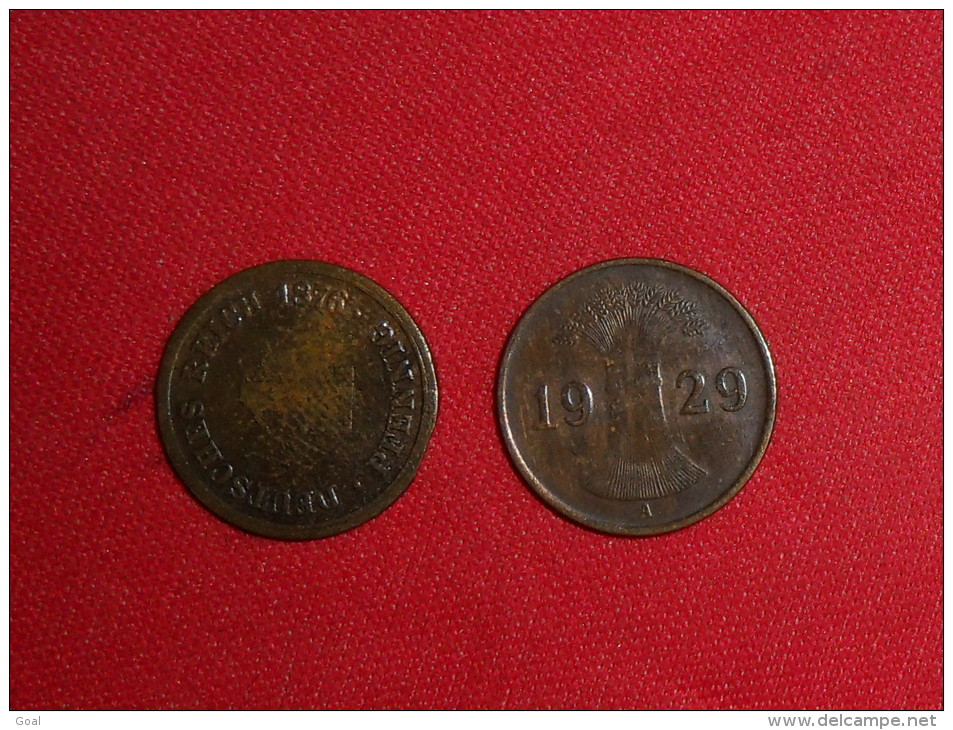 Lot De 2 Monnaies/Empire Allemand De 1 Pfennig/ 1876 Et 1929 / TTB - 1 Pfennig