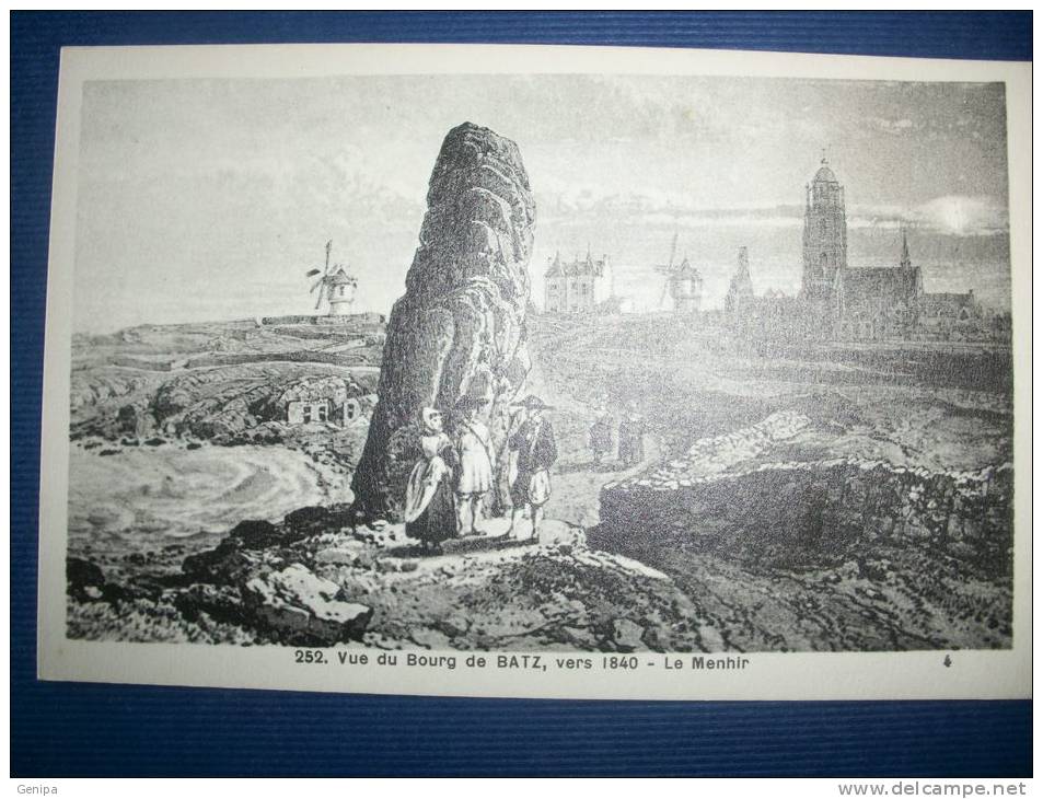 BATZ - Vue Du Bourg Vers 1840 - Le Menhir - Batz-sur-Mer (Bourg De B.)