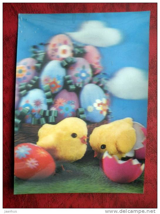 Switzerland - 3D - Stereo - Easter - Chicks - Eggs - Sent In Finland, Helsinki - 1972 -  Stamped - Used - Sent