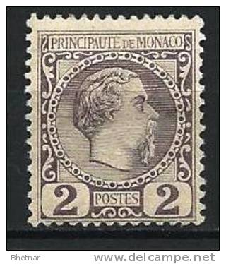 Monaco YT 2 " Prince Charles III 2c. Violet-gris " 1885 Neuf* - Neufs