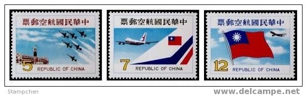 Taiwan 1980 Airmail Stamps Plane Architecture Presidential Mansion National Flag - Poste Aérienne