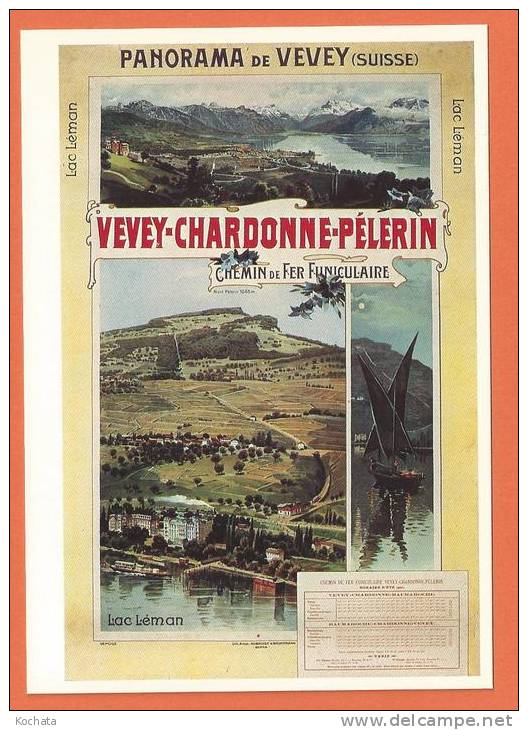 Z034, Vevey - Chardonne - Pélerin, Chemin De Fer, Funiculaire, Repro Affiche, 1296, Non Circulée - Chardonne