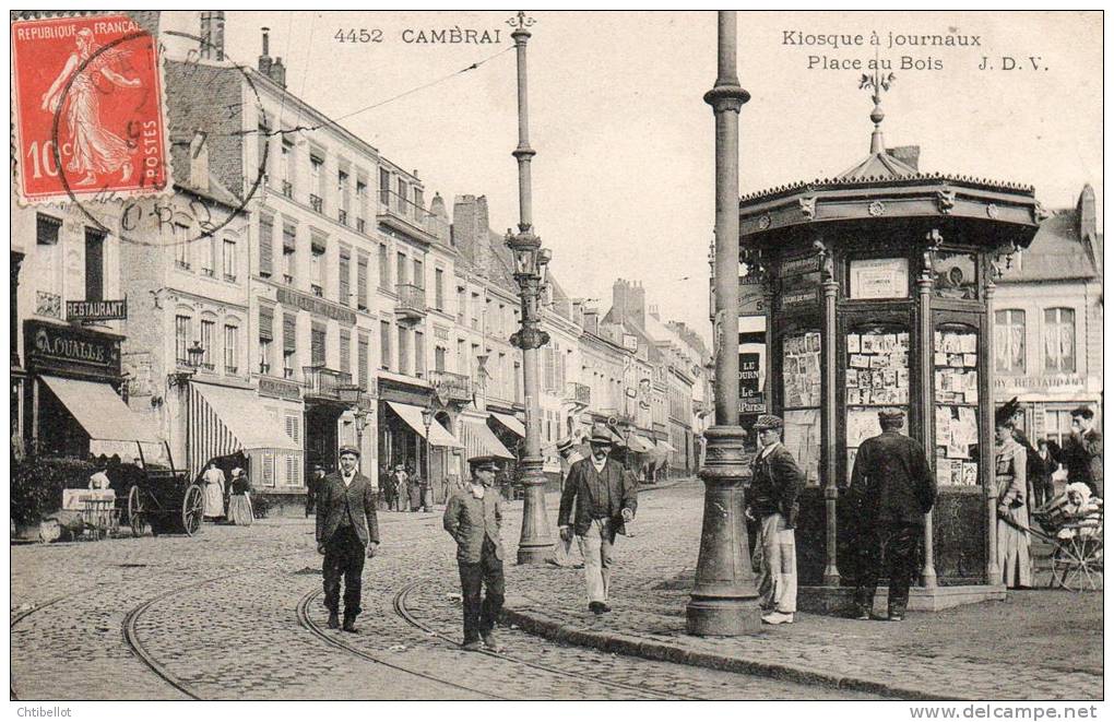 59	714	CAMBRAI	Kiosque à Journeaux - Place Du Bois	4452	Circulée 	1910 - Cambrai