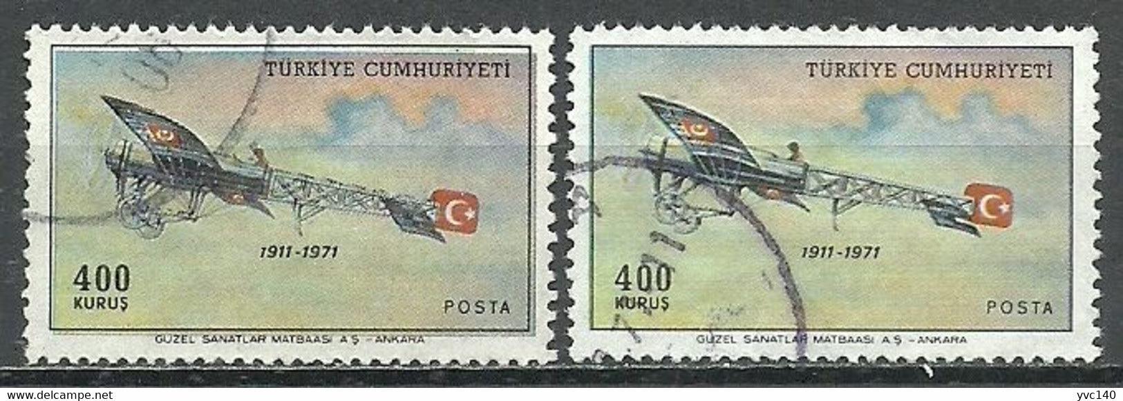 Turkey; 1971 Airmail Stamp 400 K. ERROR "Displaced Print" - Oblitérés