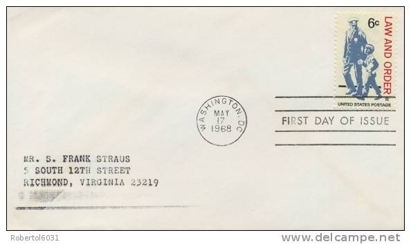 USA 1968 FDC The Police - Police - Gendarmerie