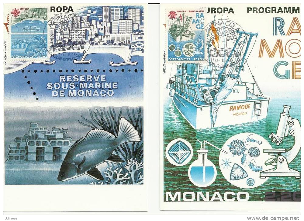 MONACO 1986 - EUROPA, ENVIRONMENT - 2 MAXIMUM CARDS - Autres & Non Classés