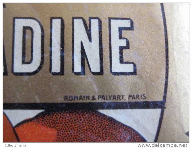 1 étiquette 1870 à 1890  - Sirop De GRENADINE  - Imprimerie Romain & Palyart  - Golden Background, Unusual Form Of L - Fruits Et Légumes